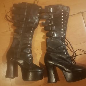 Black platform boots